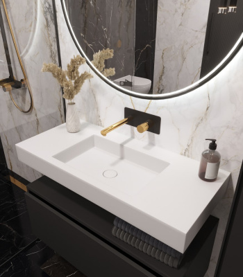 Раковина 100 см ArmadiArt Flat (888-100), белый матовый
