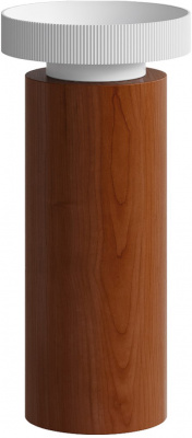 Раковина Ø40 см на пьедестале ArmadiArt Sole Corian (801-R-MW+801-Base-Rwood), красное дерево/белый