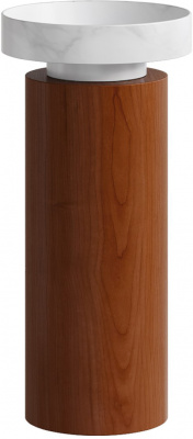 Раковина Ø40 см на пьедестале ArmadiArt Sole Corian (801-CLCT+801-Base-Rwood), красное дерево/calaca