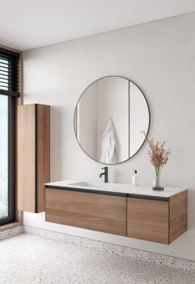 Тумба с раковиной 140 см ArmadiArt Quatro (790-M2-140-W-A/793-140-W-A), ива/антрацит