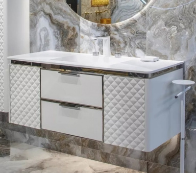 Раковина 121 см ArmadiArt Rombo Corian (776-120-W), белый матовый