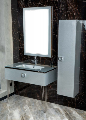 Раковина стеклянная 100 см ArmadiArt Lucido (852-100-SL), серебро