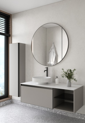 Тумба с раковиной 120 см ArmadiArt Quatro (790-M6-120-L-A/792-120-W/801-R-MW), luna/антрацит
