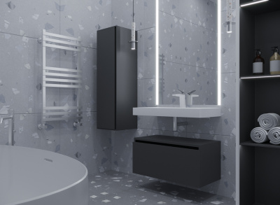 Тумба под столешницу 80 см ArmadiArt Vallessi Uno-S (897-080-A glossy), антрацит