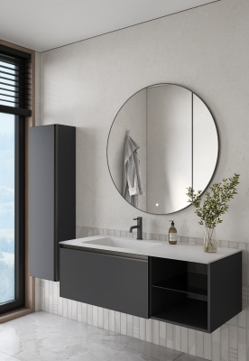 Тумба с раковиной 120 см ArmadiArt Quatro (790-M6-120-A-A/793-120-W-A), антрацит матовый