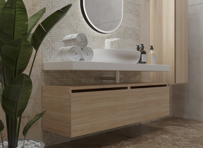 Тумба под столешницу 140 см ArmadiArt Vallessi Uno-S (897-140-L), светлый дуб