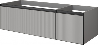Тумба под раковину 140 см ArmadiArt Quatro 2 (790-M2-140-L-RIB-A), luna/антрацит
