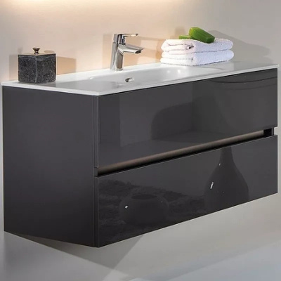 Тумба под раковину 80 см ArmadiArt Vallessi (837-080-A glossy), антрацит
