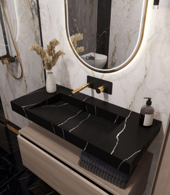 Раковина 100 см ArmadiArt Flat (859-100-NM), nero marquina