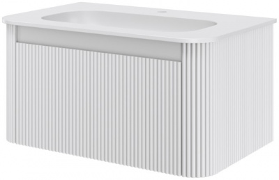 Тумба с раковиной 80 см ArmadiArt Voi (782-080-R-MW/786-080-MW), белый матовый