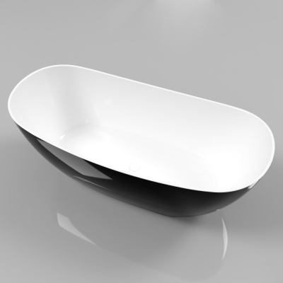 Ванна WHITECROSS Onyx C 160x75 иск. камень - Черный/белый глянец