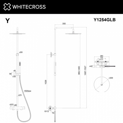 Душевая стойка с термостатом WHITECROSS Y Y1254GLB