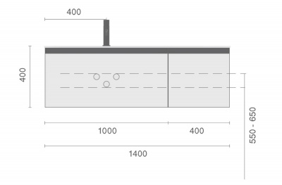 Тумба с раковиной 140 см ArmadiArt Quatro (790-M2-140-OA-A/792-140-A/801-NM), дуб/антрацит