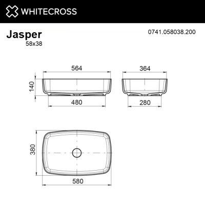 Умывальник WHITECROSS Jasper 0741.058038.200 58x38 иск. камень