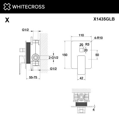Встраиваемый смеситель WHITECROSS X X1435GLB