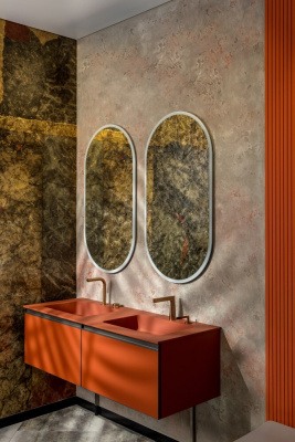 Тумба с раковиной 140 см ArmadiArt Quatro 2 (790-M2-140(70+70)-T-A/793-140-2-T), терракота