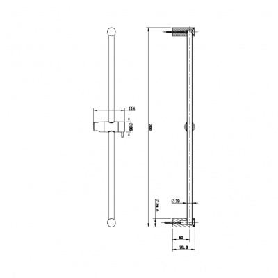Душевая штанга 70 см AQUAme (AQM8202B), черный