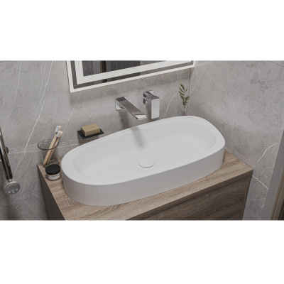 Умывальник WHITECROSS Moonstone E 70x35 иск. камень - Белый матовый