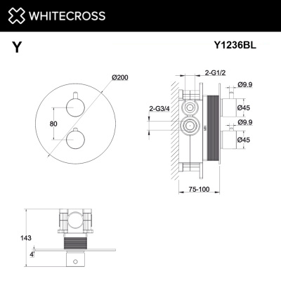 Встраиваемый смеситель-термостат WHITECROSS Y Y1236BL