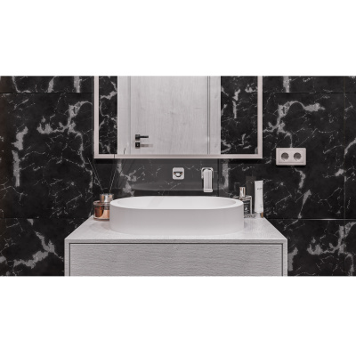 Умывальник WHITECROSS Malachite A 55x35 иск. камень - Белый матовый