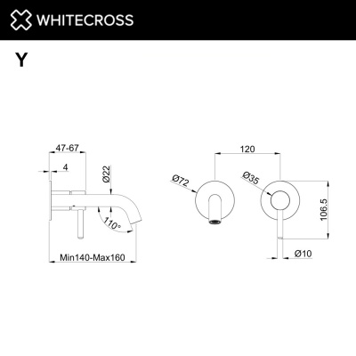 Внешняя часть встраиваемого смесителя WHITECROSS Y (2-Y1226NIB), никель