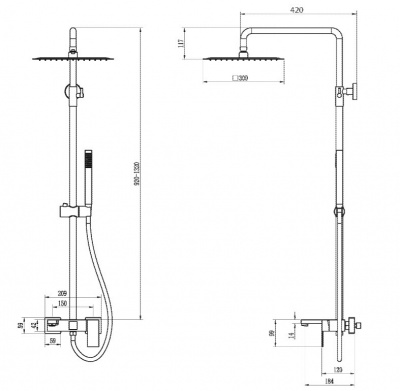Душевая стойка Boheme Qubic 478-BR, бронза