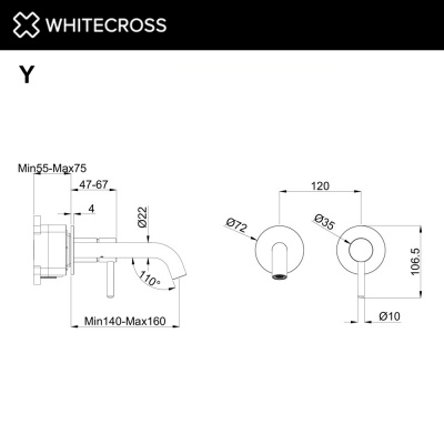 Встраиваемый смеситель WHITECROSS Y Y1226NIB