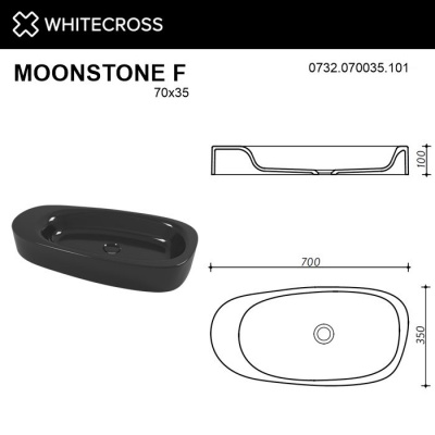 Умывальник WHITECROSS Moonstone F 70x35 (черный глянец) иск. камень