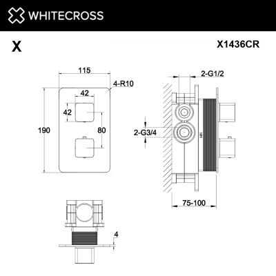 Встраиваемый смеситель-термостат WHITECROSS X X1436CR