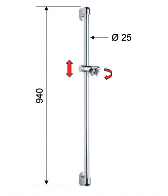 Душевая штанга REMER (319D), хром