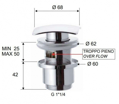 Донный клапан с переливом REMER (905SCC2114DO), золото