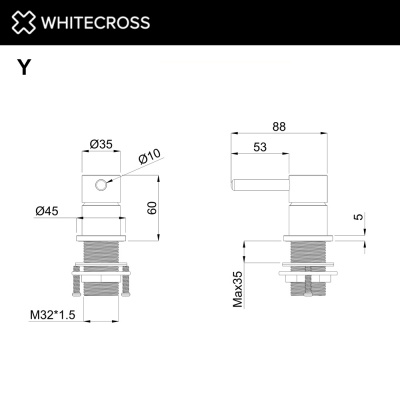Встраиваемый смеситель WHITECROSS Y (Y1214BL), черный матовый