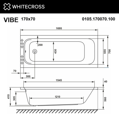 Ванна WHITECROSS Vibe 170x70 