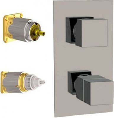 Встраиваемый смеситель-термостат REMER Qubika Thermo (QT93KBNP), никель брашированный
