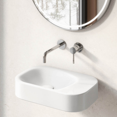 Раковина подвесная 48 см Boheme Colibri Corian (902-W), белый