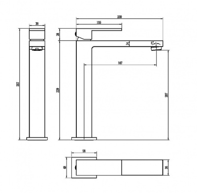 Смеситель для раковины Boheme Qubic 472-GM, графит