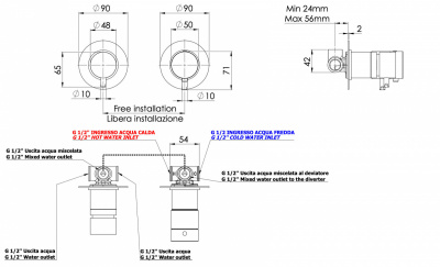 Встраиваемый смеситель REMER X Style (XT96DO), золото