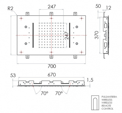 Верхний душ с LED-подсветкой REMER (357RR7040N2CW), хром