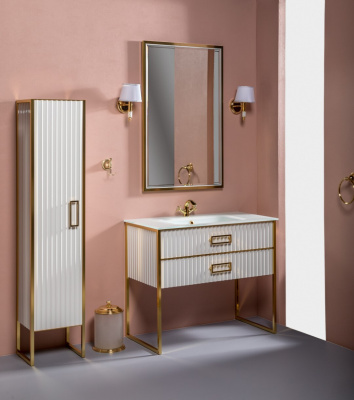 Тумба под раковину ArmadiArt Monaco 866-100-WG, белый/золото