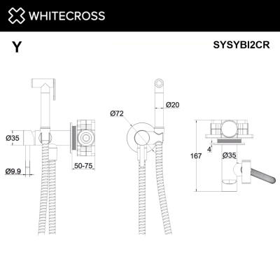 Внешняя часть системы для биде скрытого монтажа WHITECROSS Y 2-SYSYBI2CR, хром