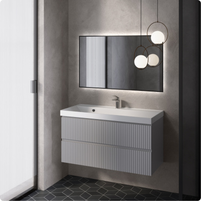 Тумба подвесная 100 см S1 AQUAme (AQM900110GM), серый матовый