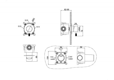 Встраиваемый смеситель Boheme Uno (627-BRB), бронза брашированная