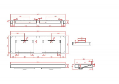 Раковина 140 см ArmadiArt Flat 859-140-2