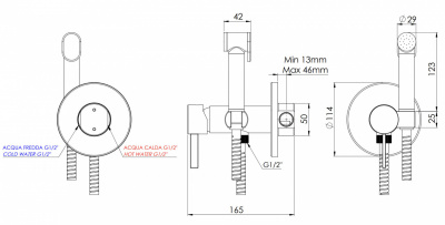 Гигиенический душ REMER Metrica (MC65WBG), золото брашированное