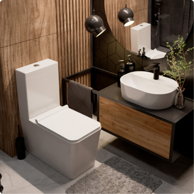 Унитаз напольный безободковый AQUAme (AQM1003), 68x36x40.5 см белый