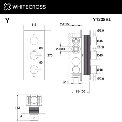 Встраиваемый смеситель-термостат WHITECROSS Y Y1238BL