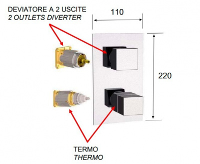 Встраиваемый смеситель-термостат REMER Qubika Thermo (QT92KB), хром