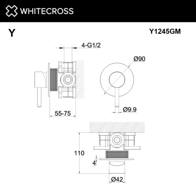 Встраиваемый смеситель WHITECROSS Y Y1245GM