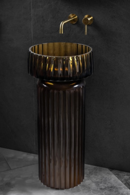 Пьедестал для раковины Ø30 см Boheme Glow (810-BASE-RIB-G-C), coffee