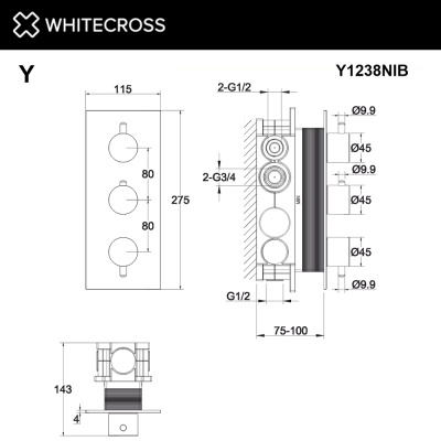 Встраиваемый смеситель-термостат WHITECROSS Y Y1238NIB